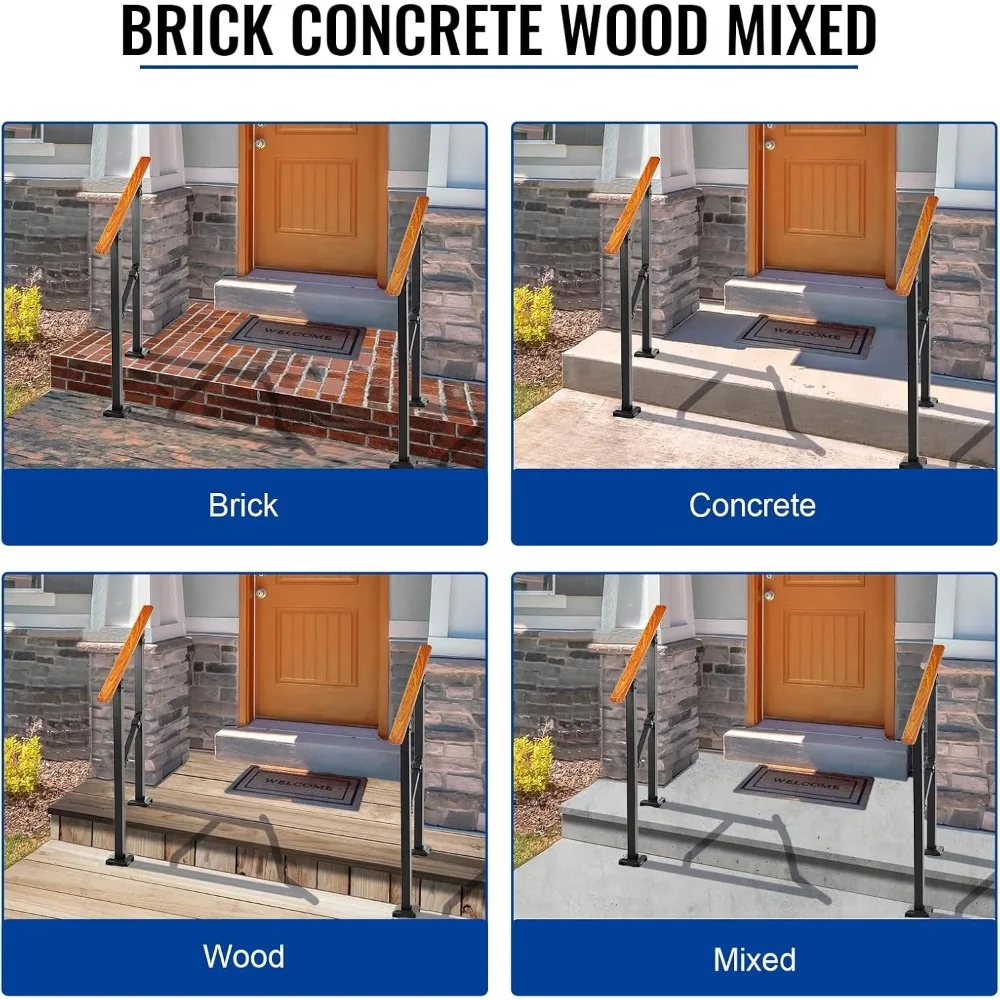 طقم درابزين الدرج الخارجي، درابزين يدوي من الخشب الحديدي الداخلي، يناسب خطوات 1-2 #6
