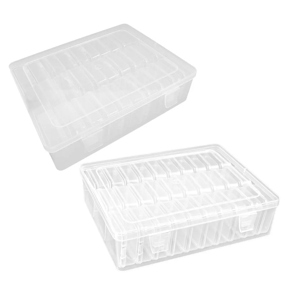 2Sets Small Transparent Plastic Storage Box Versatile Craft Organizer for Beads Jewelry Electronics Components Coins Hair Clips