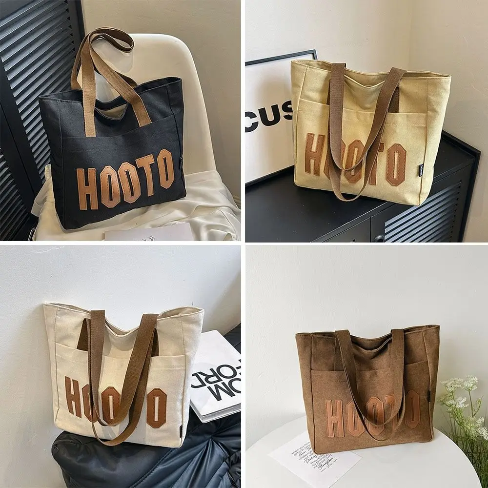 

Shoulder Bag Letter Canvas Bag Gifts Reusable Shopping Bags Women's Tote Bags Large Capacity Commuting Handbag