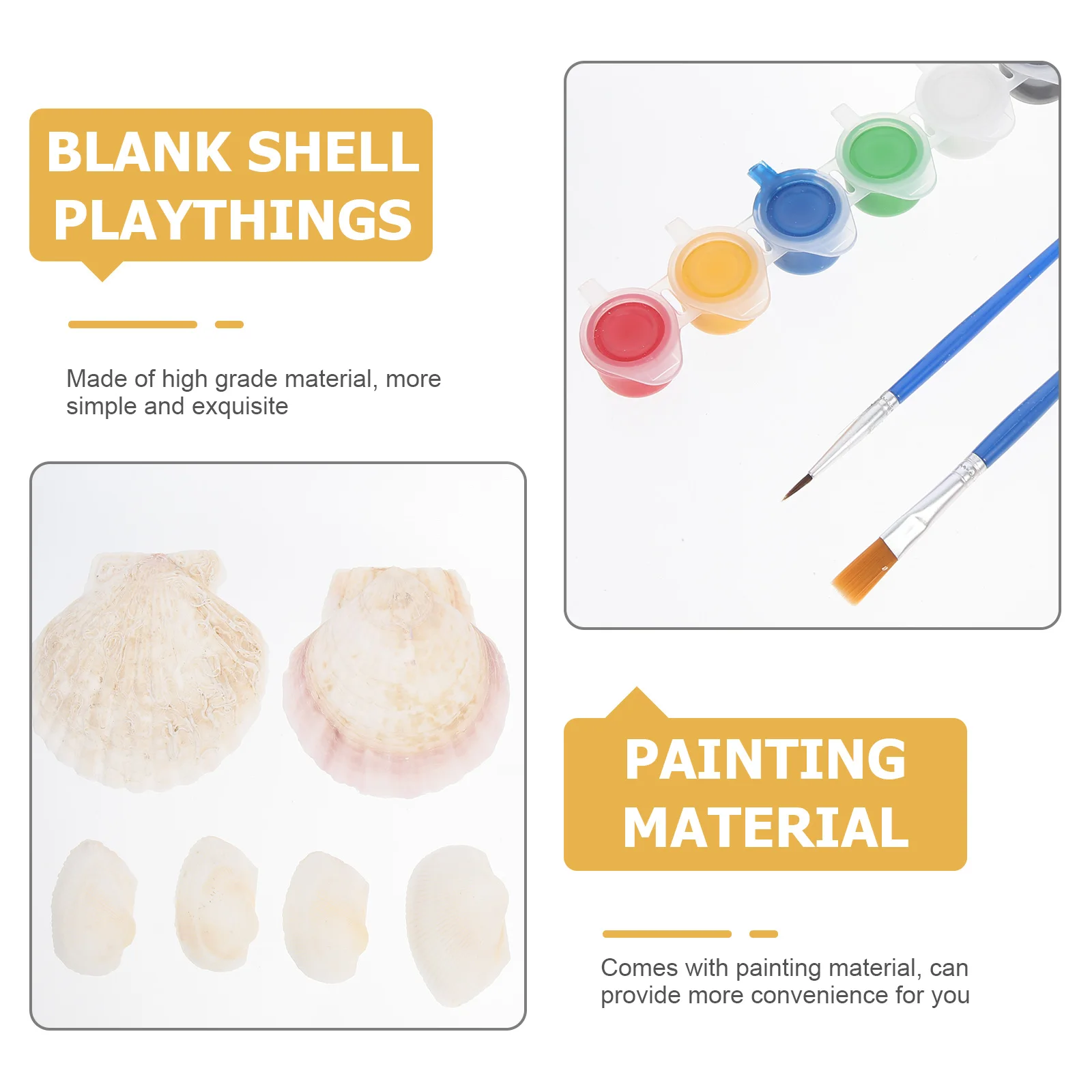 Toy Shell Painted Set Child Seashells Washable Plastic Painting Kits for Kids DIY Graffiti Playthings