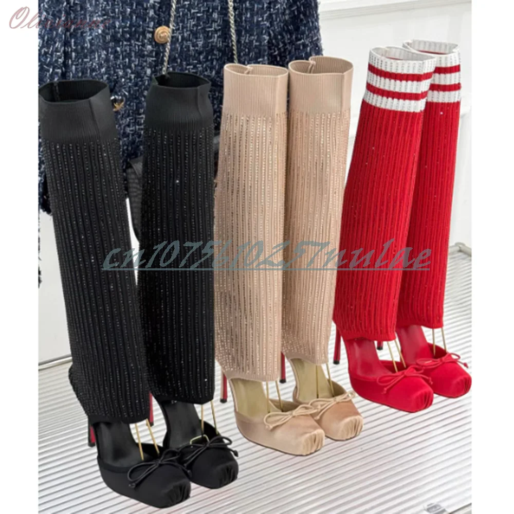 

Женские ботинки на тонком высоком каблуке с декором в виде узла-бабочки, средней длины, с квадратным носком, 2026 Zapatos Para Mujere