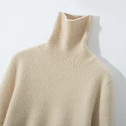 Women Sweaters 100% Cashmere Knit Pullovers 2025 Winter New Turtleneck Thicken Jumpers Woman Knitwear Casual Solid Warm Lady Top