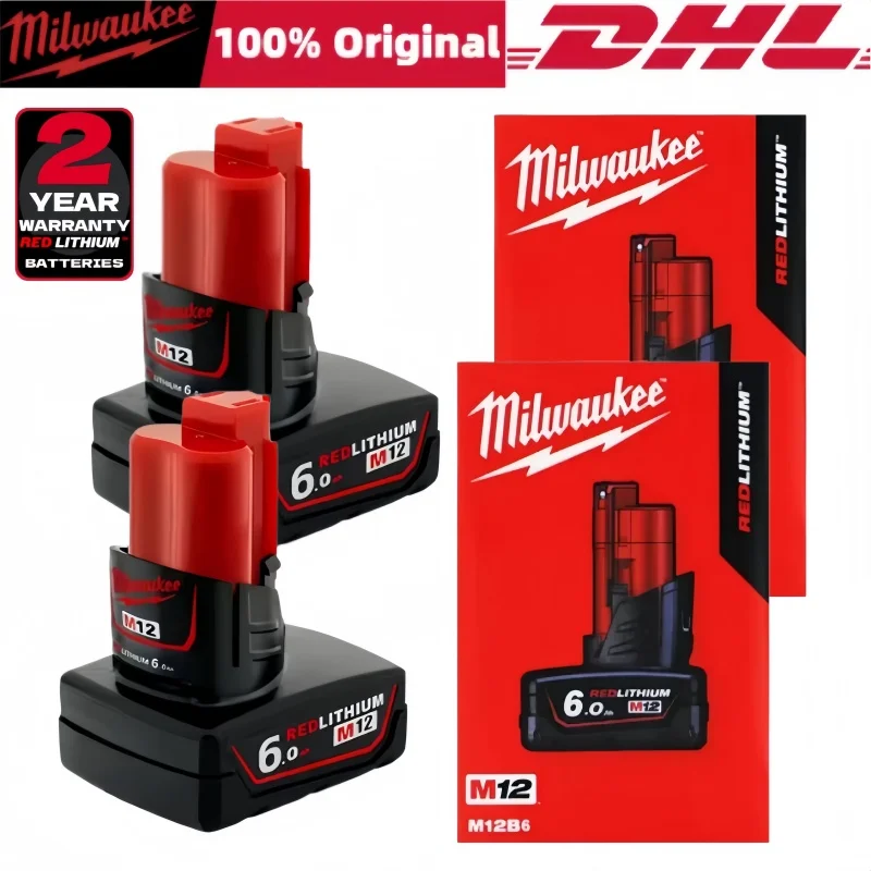 Milwaukee 12V Battery, 6.0Ah Milwaukee Rechargeable Battery For Milwaukee M12 Tool 48-11-2402 48-11-2411 48-11-2401MIL-12A-LI
