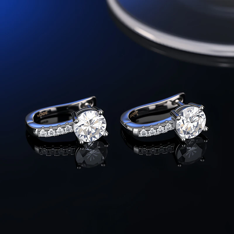 S925 Silber Moissanit Ohrstecker mit GRA-Zertifikat Stilvolle Runde Ohrhaken Ideal als Geschenk für Jahrestage oder Hochzeiten – Detail 9
