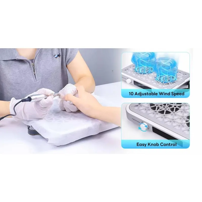Professional Dual Fan Low Noise Nail Dust Cleaner Powerful Suction Gel Polished Pedicure Salon and Home Use