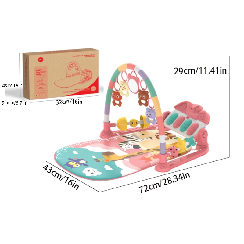 Piano con pedal para bebé, estante de fitness multifuncional, sonajero para bebé de 0 a 1 año, juguete para bebés