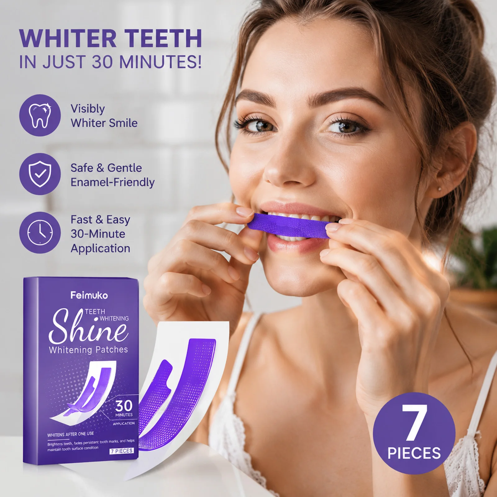 30Mins Teeth Whitening Strips Removal Bright Smile Cleaning Stubborn Stain Removal Enamel Safe Dental Brightening Patches