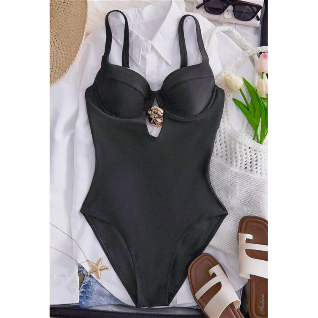 S - XL 2026 Neuer Cut-Out-Badeanzug mit Bügel, einteiliger Badeanzug für Damen, Badebekleidung, Monokini mit hohem Beinausschnitt, Badeanzug, Schwimmanzug V7961 – Detail 3