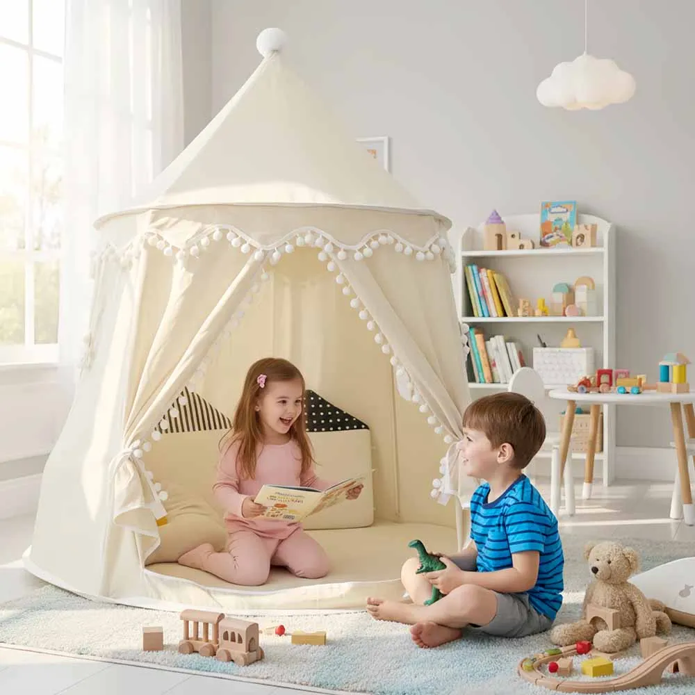 Grande crianças brincar tenda interior ao ar livre castelo playhouse para meninos e meninas-portátil dobrável teepee wigwam crianças brinquedo tenda presente