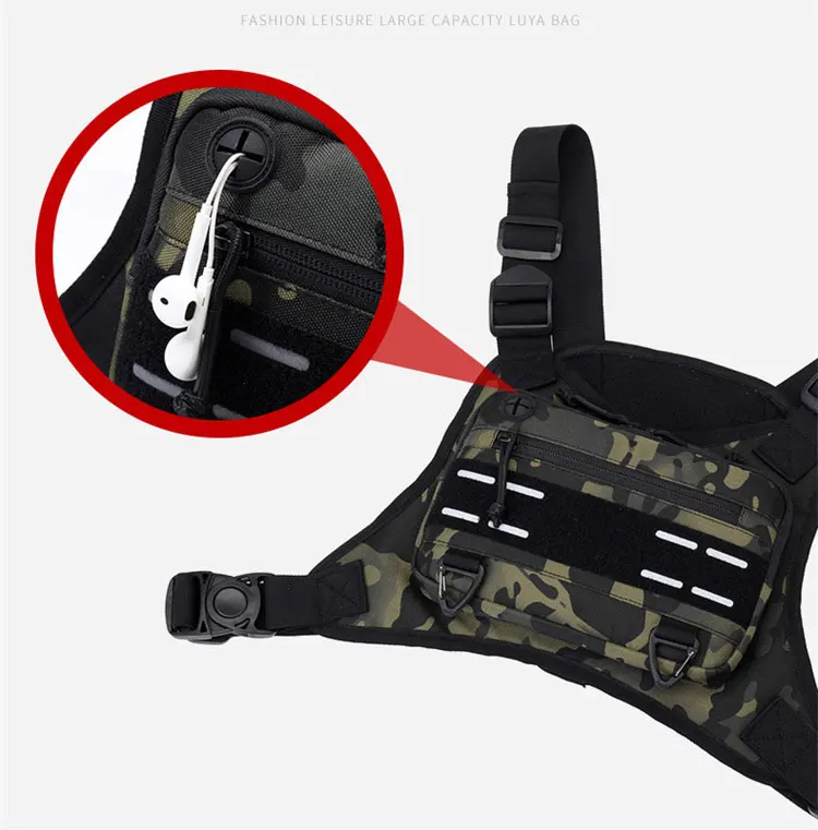 Herren Wandern Brusttasche Sport vorne Weste Training Rig Tasche Outdoor Klettern Radfahren Laufen Pack Große Reise Telefon Fanny Pack – Detail 9