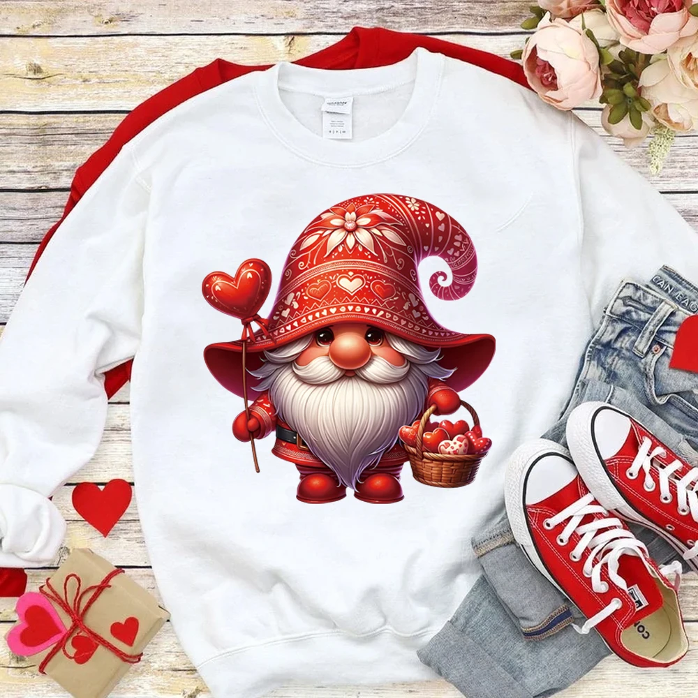 花を持ってバレンタインデーを愛する小さな小人、ステッカーを転写し、手動アイロンに適しています、DIY、1セットあたり6個