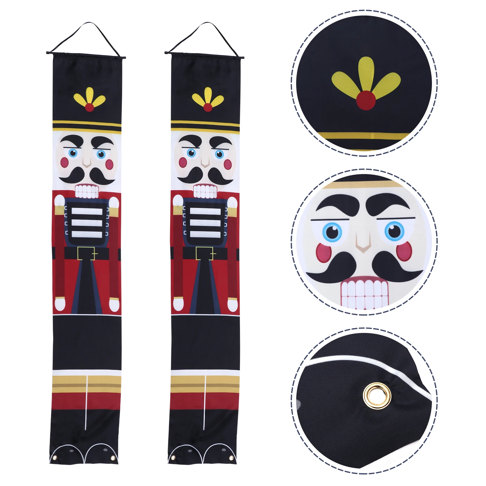 

Nutcracker Soldier Curtain Christmas Banners Reusable Holiday Home Door Couplet For Xmas Party Xmas Decorations