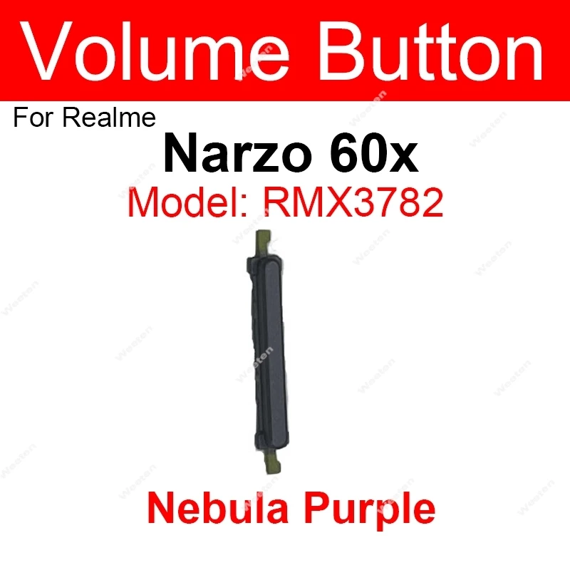 Tombol Volume daya untuk Realme Narzo 60 60x60 Pro N65 Note 50 4G 5G tombol Volume daya bagian pengganti tombol samping atas bawah