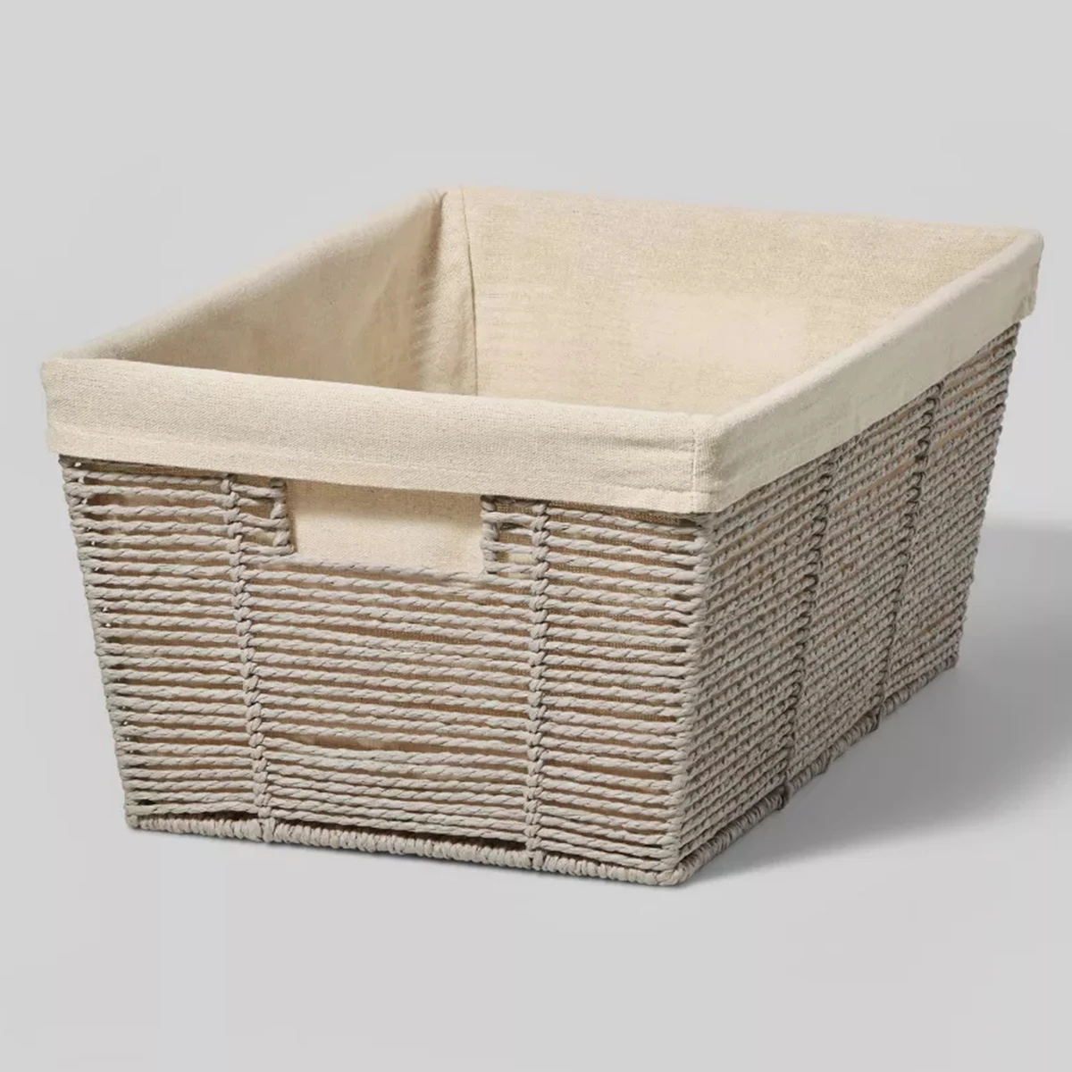 

Paper Rope Basket,Tapered Gray Woven Storage Basket with Handle,Fabric cloth baskets for Shelves,Closet,Bathroom,Living Room,Toy