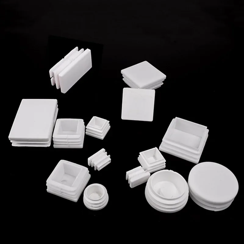 1-10pcs White Square Rectangular Pipe Tube Cap Plastic Tubing End Cap Insert Blanking End Plug40/45/50/60/70/75/80/100/120/150mm