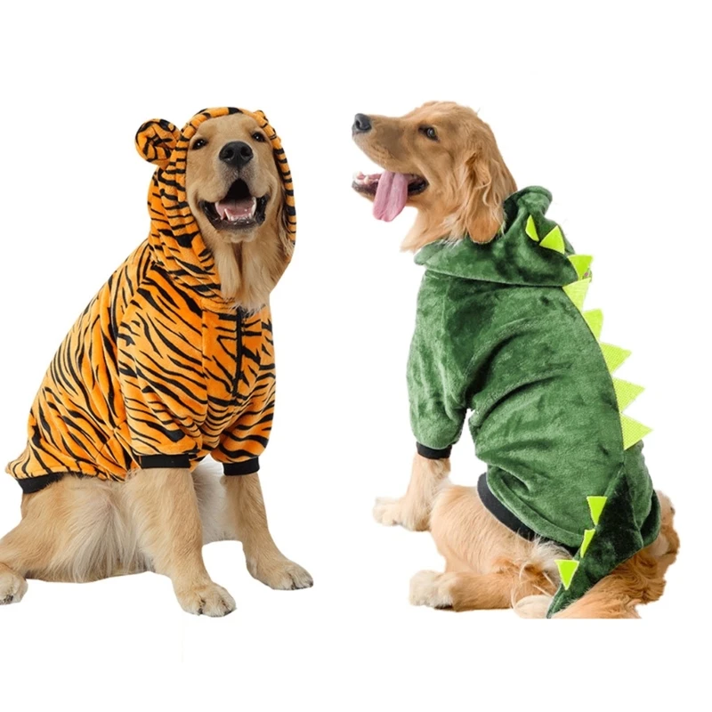 

Dog Dinosaur Hoodie Halloween Theme Indoor Outdoor Use Sweatshirt Outfit for Hiking Dog Sweater for Walking Camping