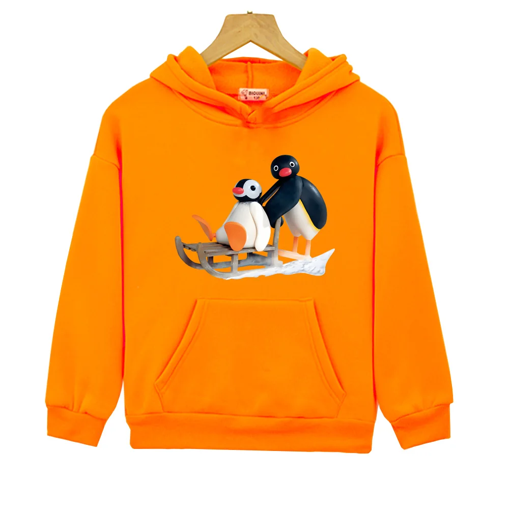 

Pingu Kawaii Hoodies children's cartoon Sweatshirts Cartoon Boys/girls Clothes Fleece Autumn/Winter Streetwear High Quality