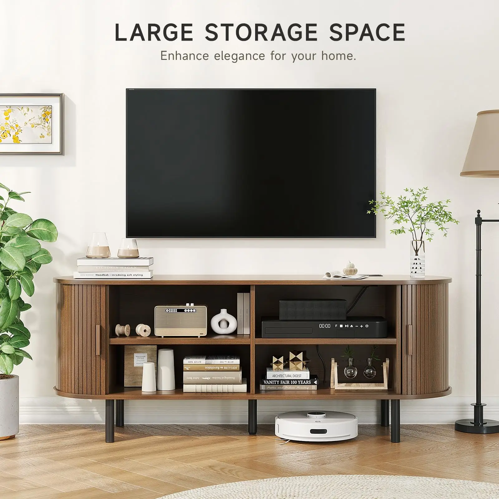 TV Stand Living Room Furniture with Power Outlet for TVs up to 60/70