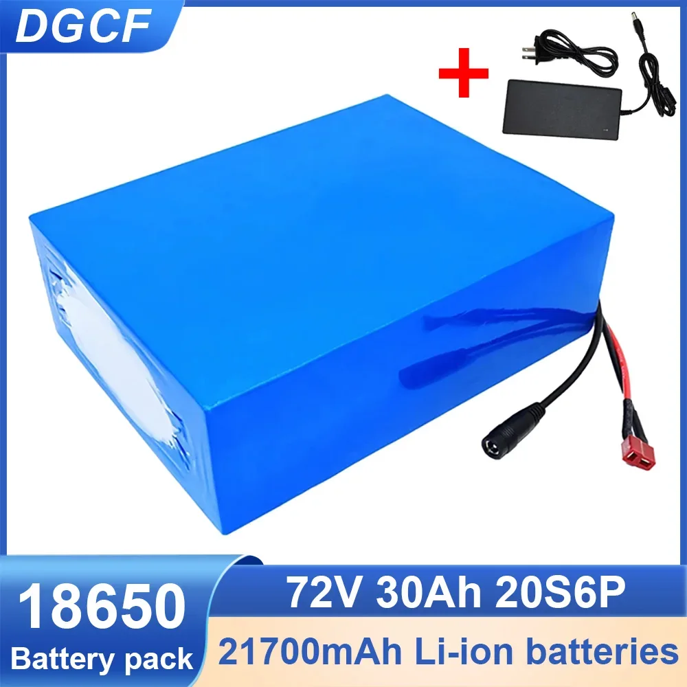 

72V 30Ah 18650 Lithium Battery Pack 20S6P 30000mAh High Capacity Electric Bicycle Scooter Motorcycle BMS High Power Battery