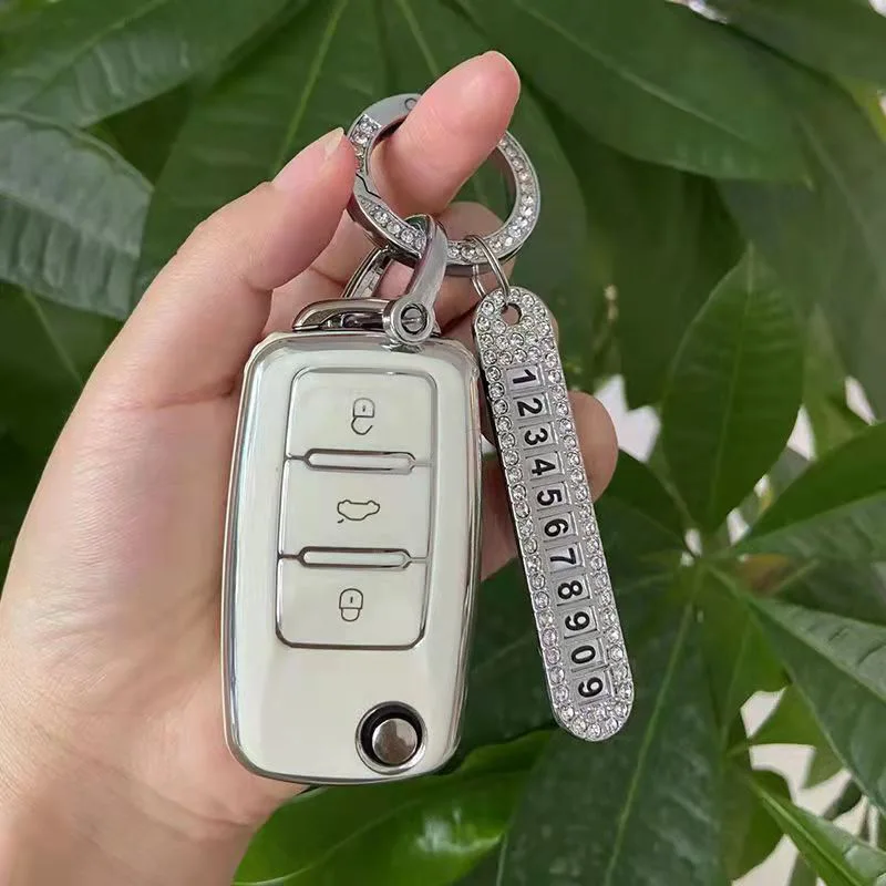 Women Anti-Lost Phone Number Plate Car Keyring Pendant Auto Vehicle Crystal Keychain Cellphone Number Card Keyfob Dropshipping