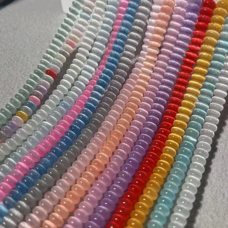 

Colorful Dopamine-Toned Cat'S Eye Stone Abacus Bead JewelrydiyAccessory Necklace Spacer Bead Used For Jewelry Making Diy