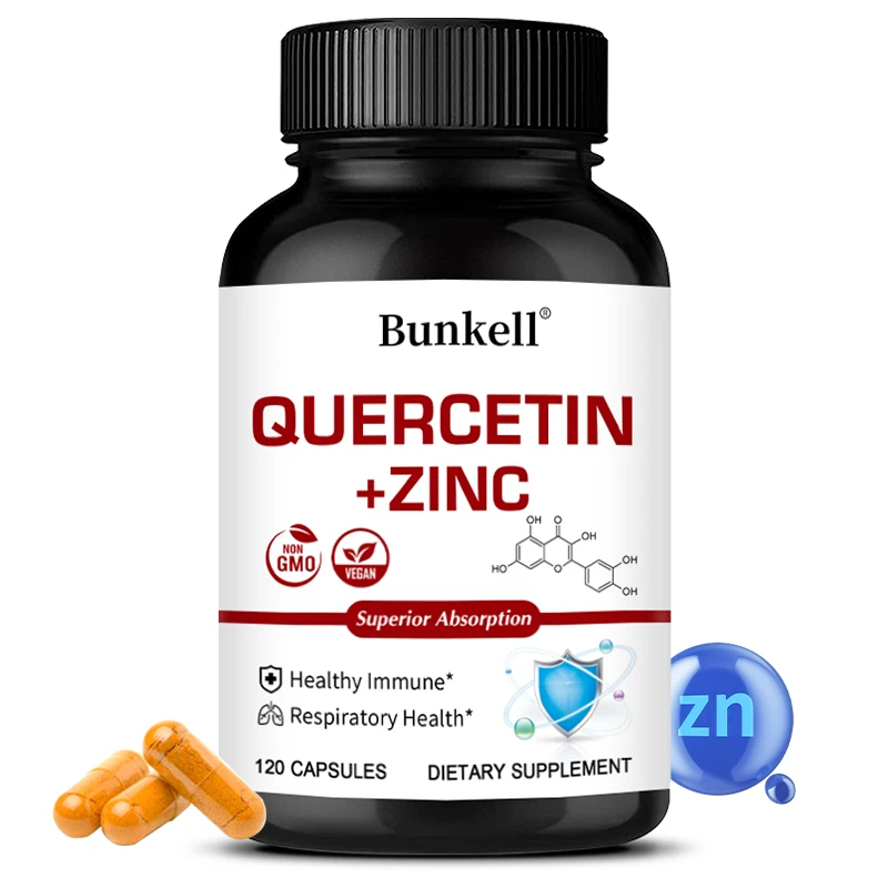 

Капсулы с кверцетином 800 мг и цинком - антиоксидант, для поддержки иммунитета, здоровья дыхательных путей, сердечно-сосудистой системы и кожи, добавка против старения.
