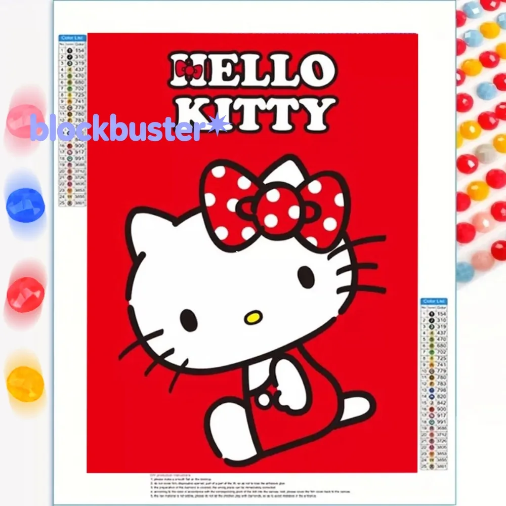 Kit Artesanal De Diamantes 5D Con Motivo Hello Kitty Sanrio, Proyecto Manual DIY, Decoración Interior Doméstica, Cuadrada, Sin