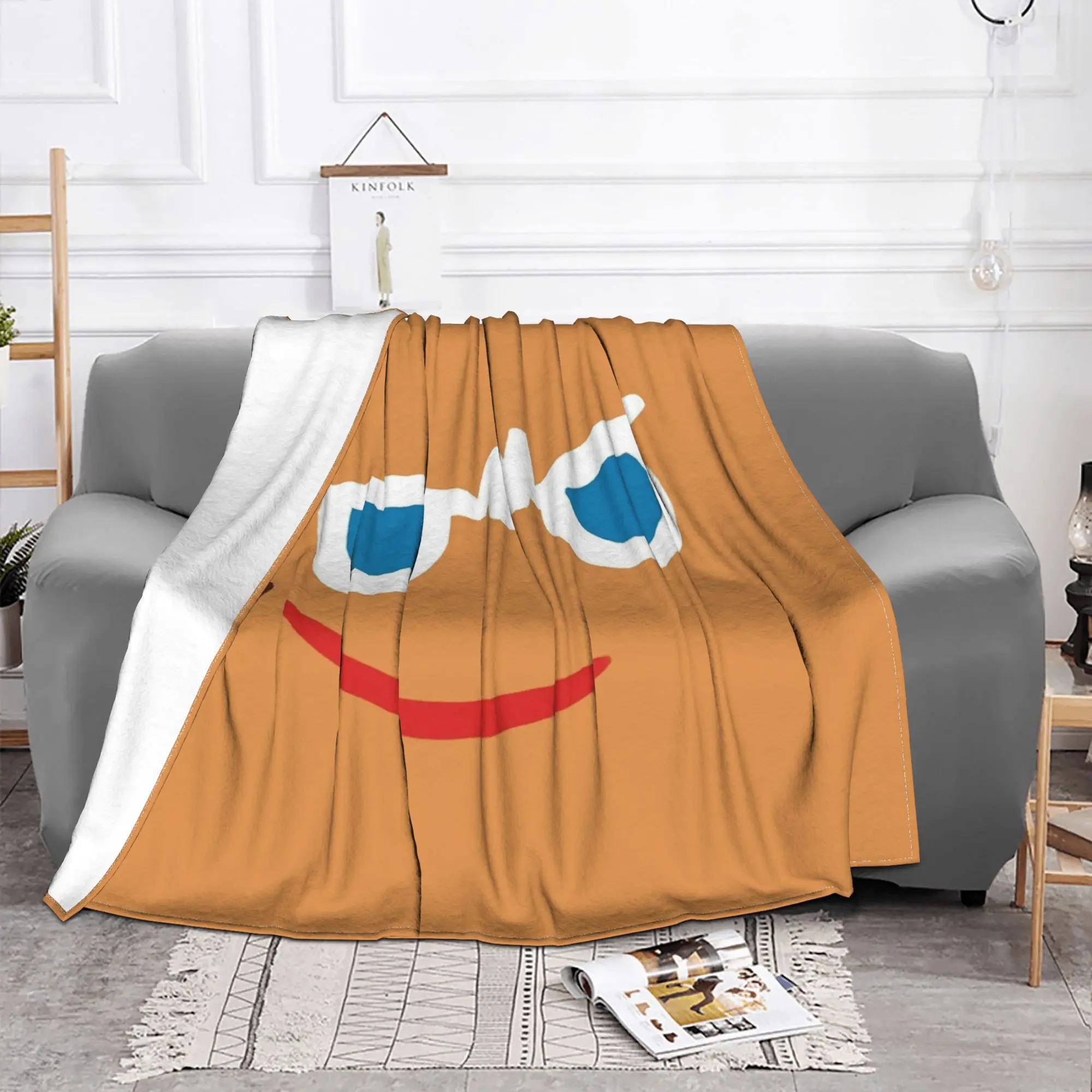 Gingerbrave Cursed Face Fleece Blanket Cookie Run Kingdom Game Customized Throw Blankets for Home Hotel Sofa 200x150cm Bedspread