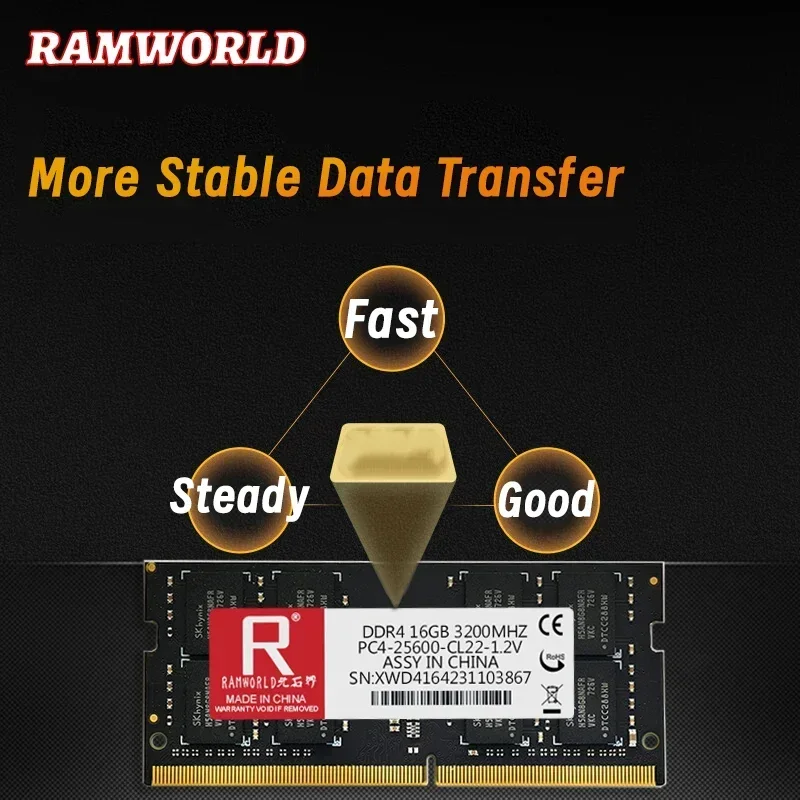 RAMWORLD DDR4 16GB 3200MHz 8GB 4GB Memoria Ram PC4 1.2V 25600 SODIMM หน่วยความจําแล็ปท็อป