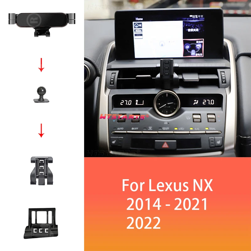 Supporto per telefono per auto Navigazione GPS per Lexus NX AZ20 AZ10 2014-2022 Supporto per telefono rotante regolabile Base Accessori interni per