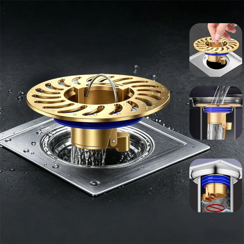 All-copper Floor Drain Core Floor Shower Drain Stopper Insectproof Anti-odor Deodorization Toilet Kitchen Bathroom Toilet Sewer