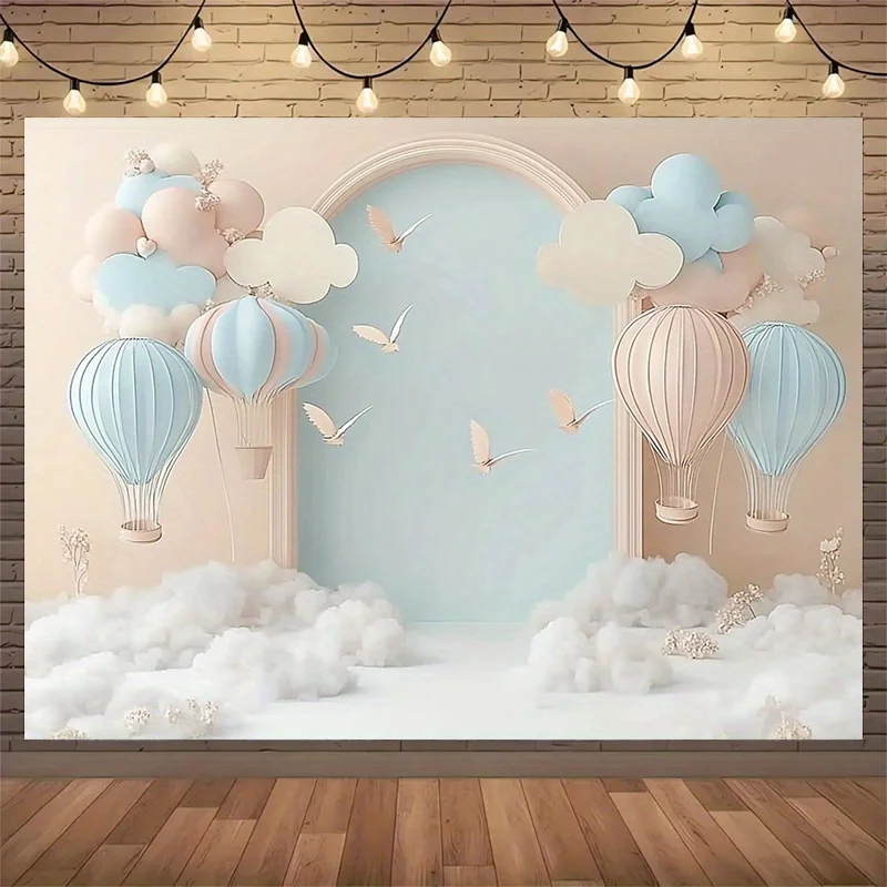 Heißluftballon aus Polyester und Origami-Schwanenhintergrund, geeignet für Party-, Geburtstags-, Hochzeits-, Fotografie- und Videostudio-Requisiten