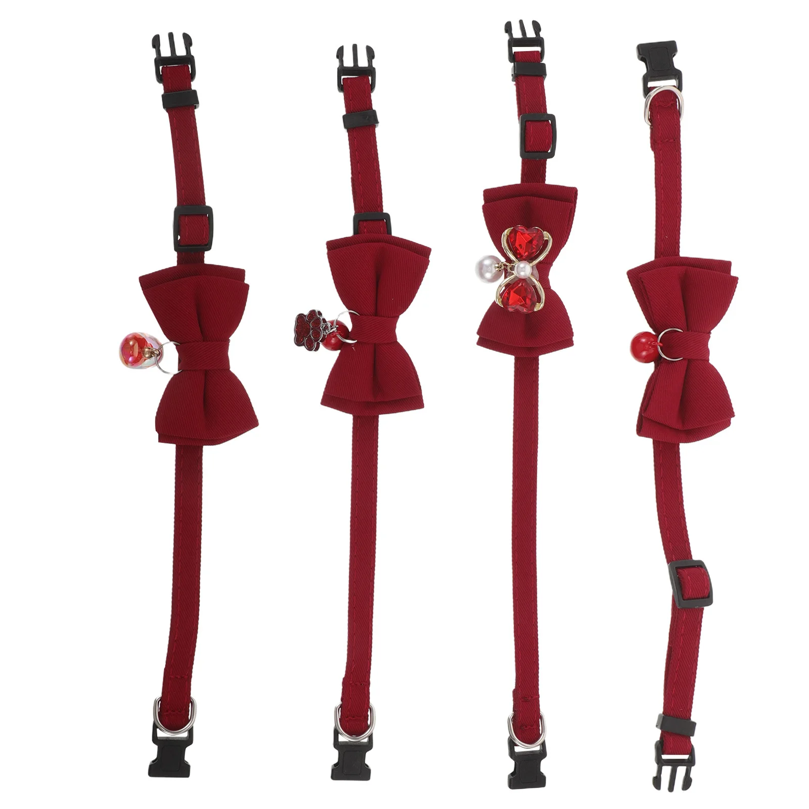 

4Pcs Pet Collar Bow Tie Dog Cat Breakaway Bell Adjustable Safety Wedding Decorative Charm Cat Collar Bow Pet Neck Bell