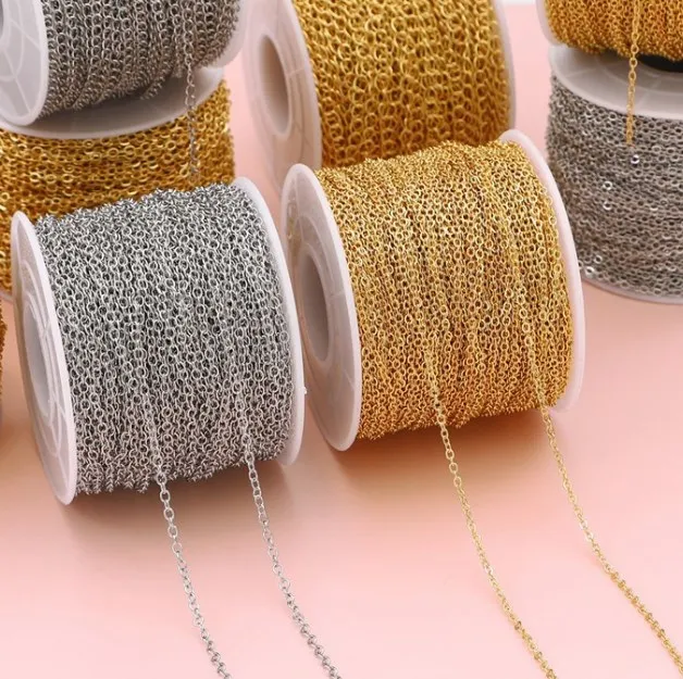 1 meter 14K Gold Wrapped Fine Chain Flattening Extension O-shaped  Ending  DIY Necklace Bracelet Material Accessories