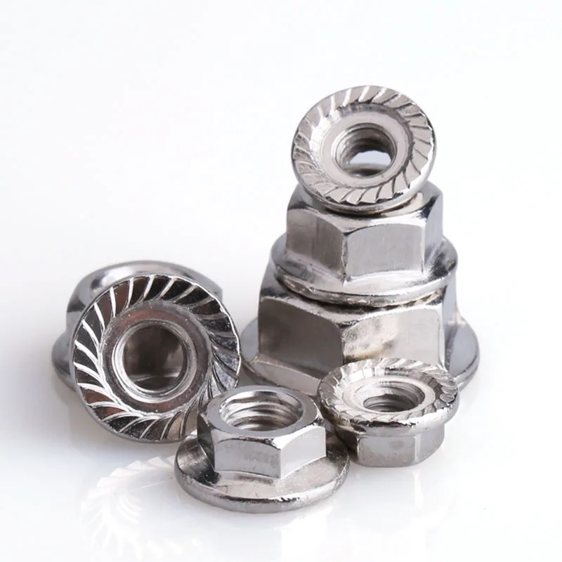M2 M2.5 M3 M4 M5 M6 M8  Nickel Plated Hexagon Flange Nut Pinking Slip Locking Lock Nut   Serrated Flange Lock Nuts view 5