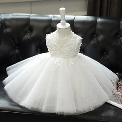 Children Party Girls Lace Tulle Princess Dress Toddler Birthday Photography White Clothes Christmas Prom Kids Sweet Ball Gown