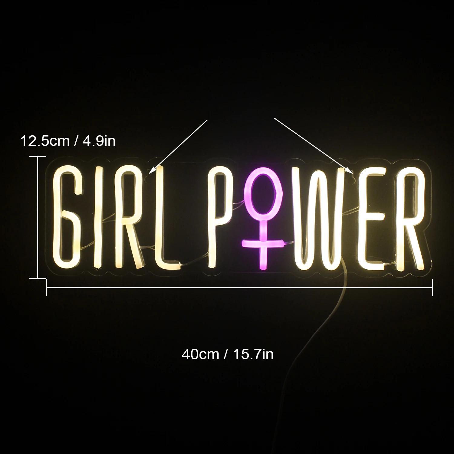 Imagem -04 - Led Neon Sign Letter Lâmpada de Parede Girl Power Luzes Noturnas Acrílicas Personalizadas Logotipo Inspirador para o Quarto Ginásio Casa Bar Usb