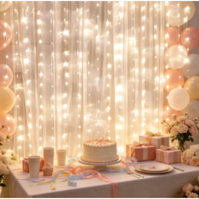 LED Curtain Lights, Fairy Garland Lights for Christmas Halloween Wedding Party Home Garden Decor