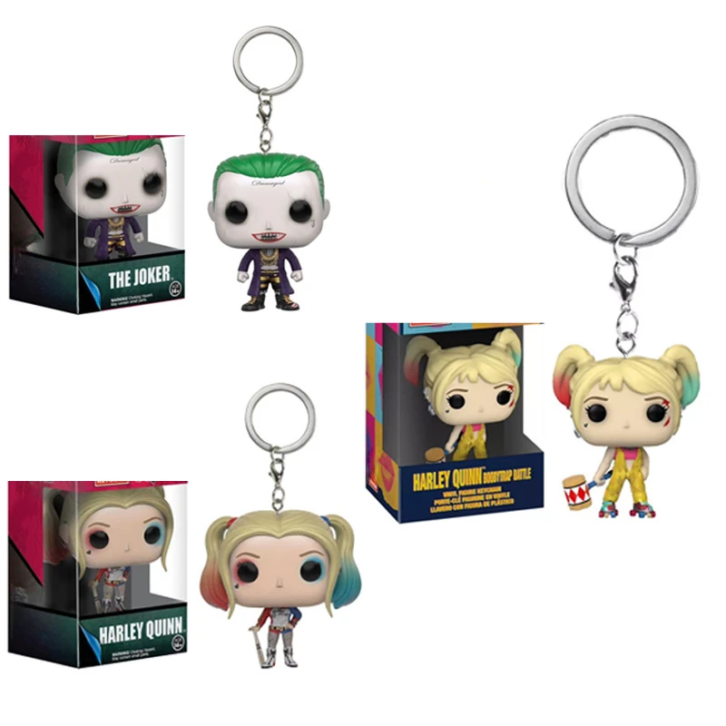 Suicide Squad Harley Quinn Keychain Cute Joker PVC Statue Action Figurine Desk Collectible Anime Model Toys Figures Gift