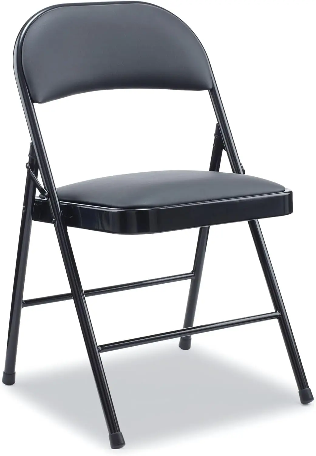 Black Back, Black Base, 4/Carton,Alera Armless Steel Folding Chair, Supports Up to 275 lb, Black Seat