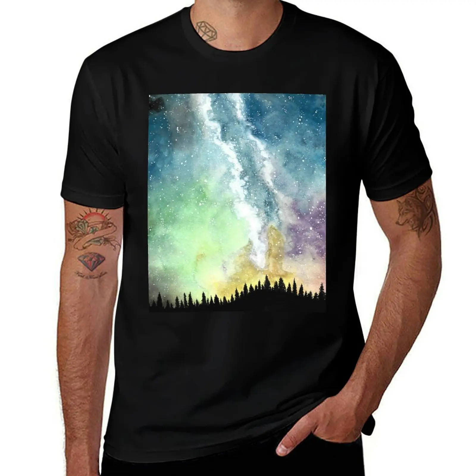 Northern Lights T-Shirt Large Size Breathable Tee T-Shirt