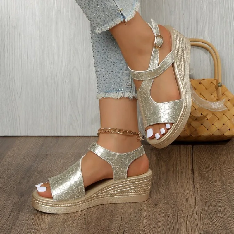 Women's Platform Wedge Sandals Open Toe Ankle Strap Footwear Stable Heel Design Comfortable Daily Wear Summer Shoes Durable 2026