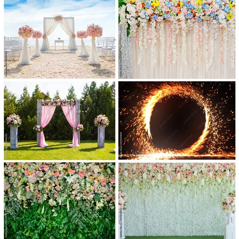 

ZHISUXI Vinyl Custommade Wedding Photography Backdrops Flower Wall Forest Danquet Photo Background Studio Props 21126 HL-04