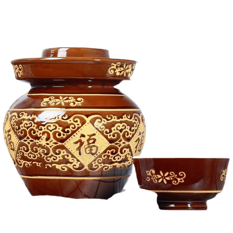 

Zz kimchi jar - traditional terracotta ceramic, thickened, airtight storage container