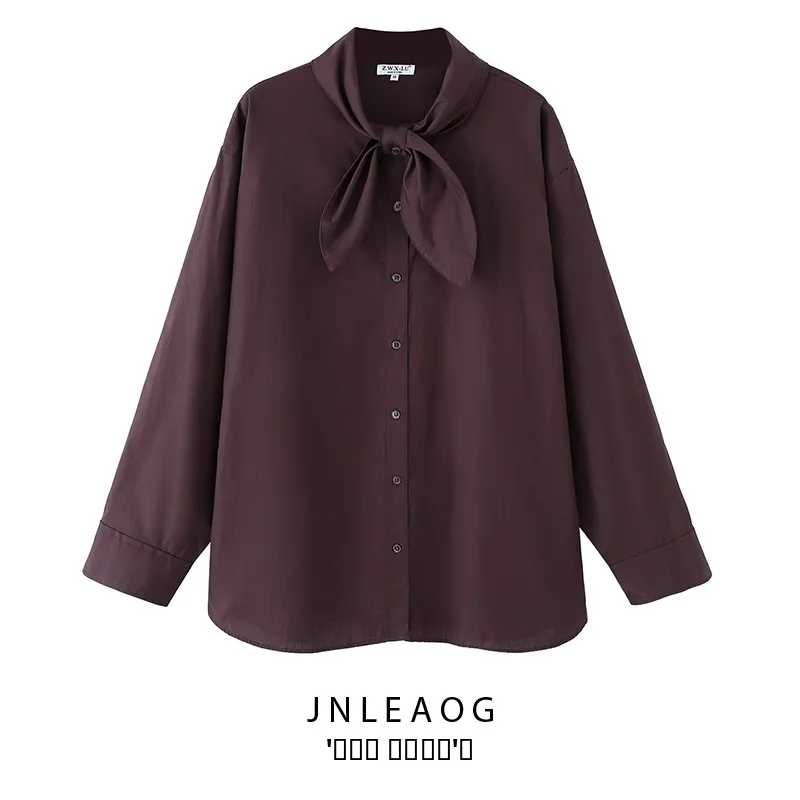 JNLEAOG Faionable Loose Long Sve Scarf irt Women's Clothing Cotton Polyester Blend Easy Care Stand Thin