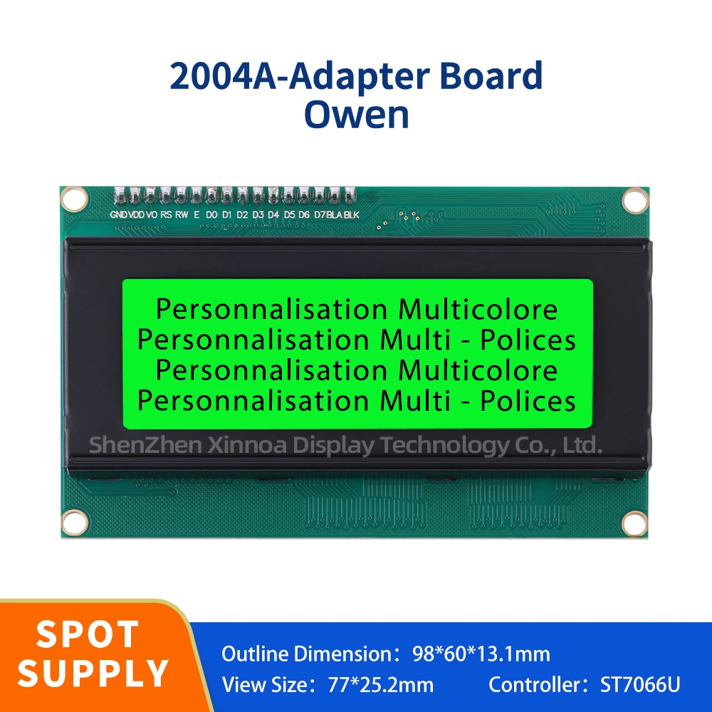 

Equipped With LED Backlight And Built-In ST7066U Green Light Black Letters European 2004A IIC Adapter Board Character LCD Module