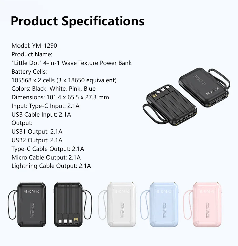 50000mAh Powerbank Super Fast Charging Led Digital Display 4 In 1 Built In Cables Power Bank For iPhone Samsung Huawei 2026 view 6