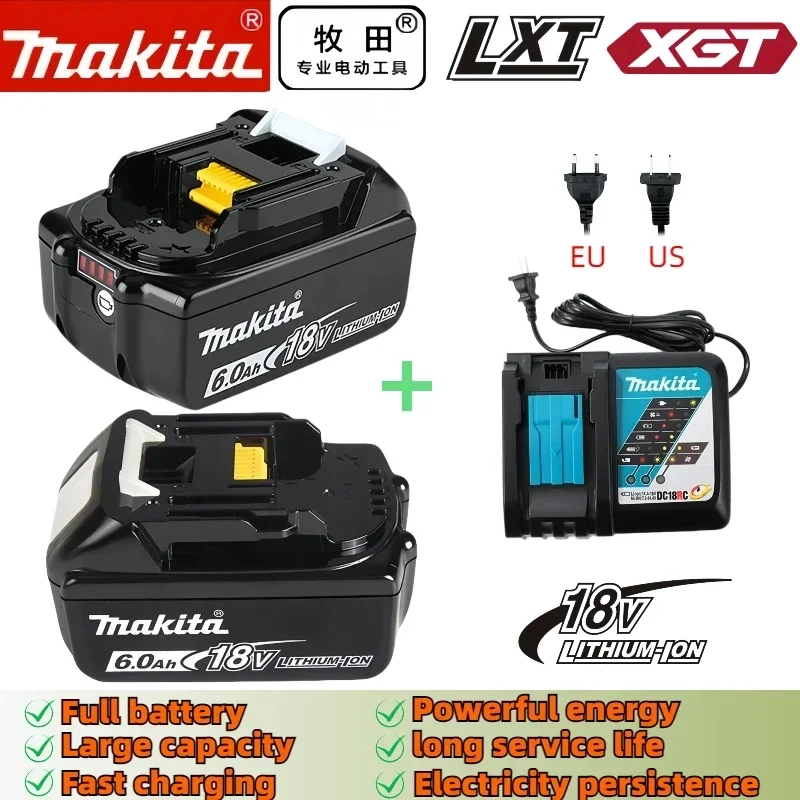 

100% Подлинная аккумуляторная батарея Makita для электроинструмента, сменная стандартная литий-ионная батарея, 6,0 Ач 18 в LXT BL1860B BL1860BL1850 BL1830