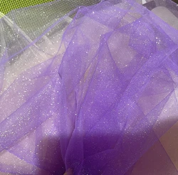 Purple champagne fine glitter medium hard shiny crystal transparent mesh background layout tulle wedding dress fabric