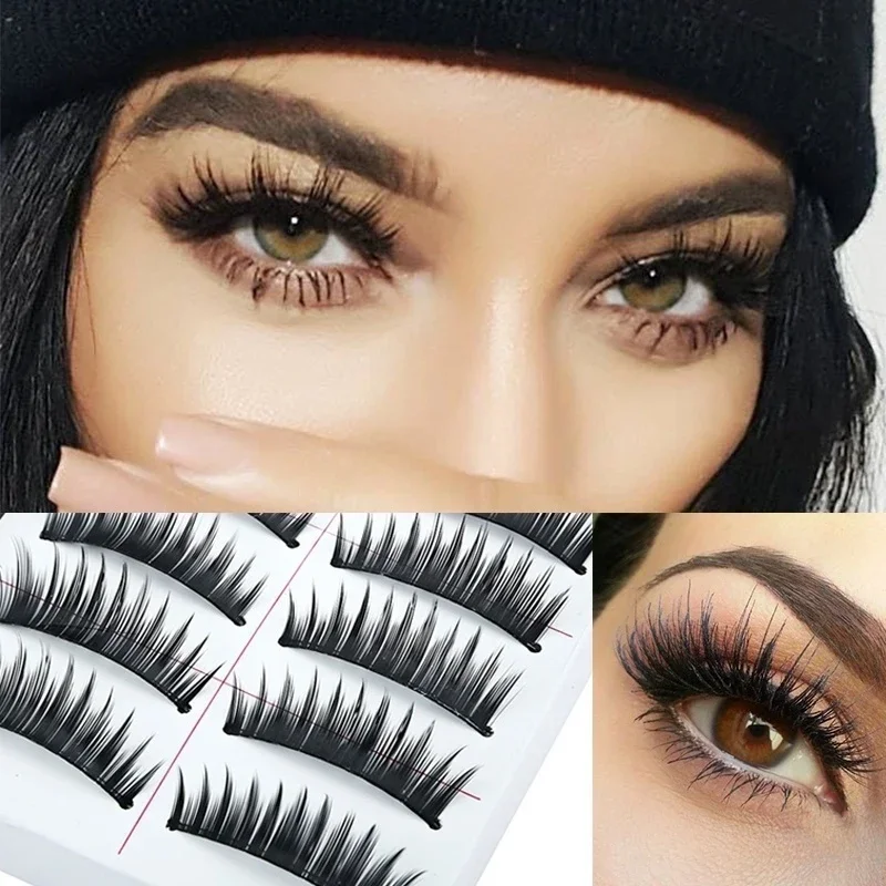 Bộ 10 Đôi Tất Nữ Dài Dày Vòng Tay Lông Mi Giả Mắt Dụng Cụ Trang Điểm (Màu: Đen)